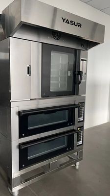 Plateaux conventionnels d'Oven Five USA de gaz d'air chaud de Yasur 18&quot; » pain du croissant X26 et four danois 9.5Kw de pâtisserie, avec la vapeur