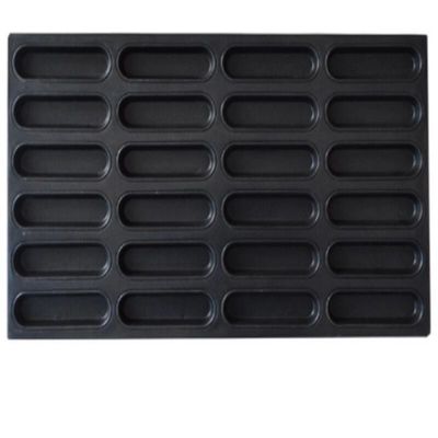 petit pain antiadhésif de hot-dog de 1.5mm faisant Tray Black Aluminum Bun Pan cuire au four